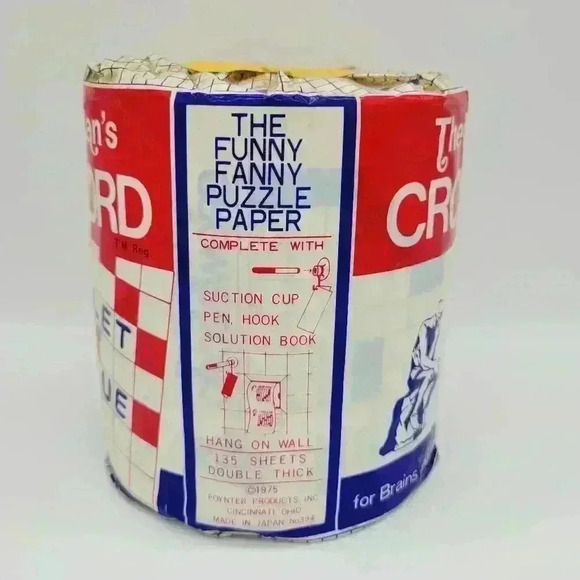 VTG 1975 Crossword Puzzle Toilet Tissue Paper The Thinking Man's Bathroom - Picture 2 of 9